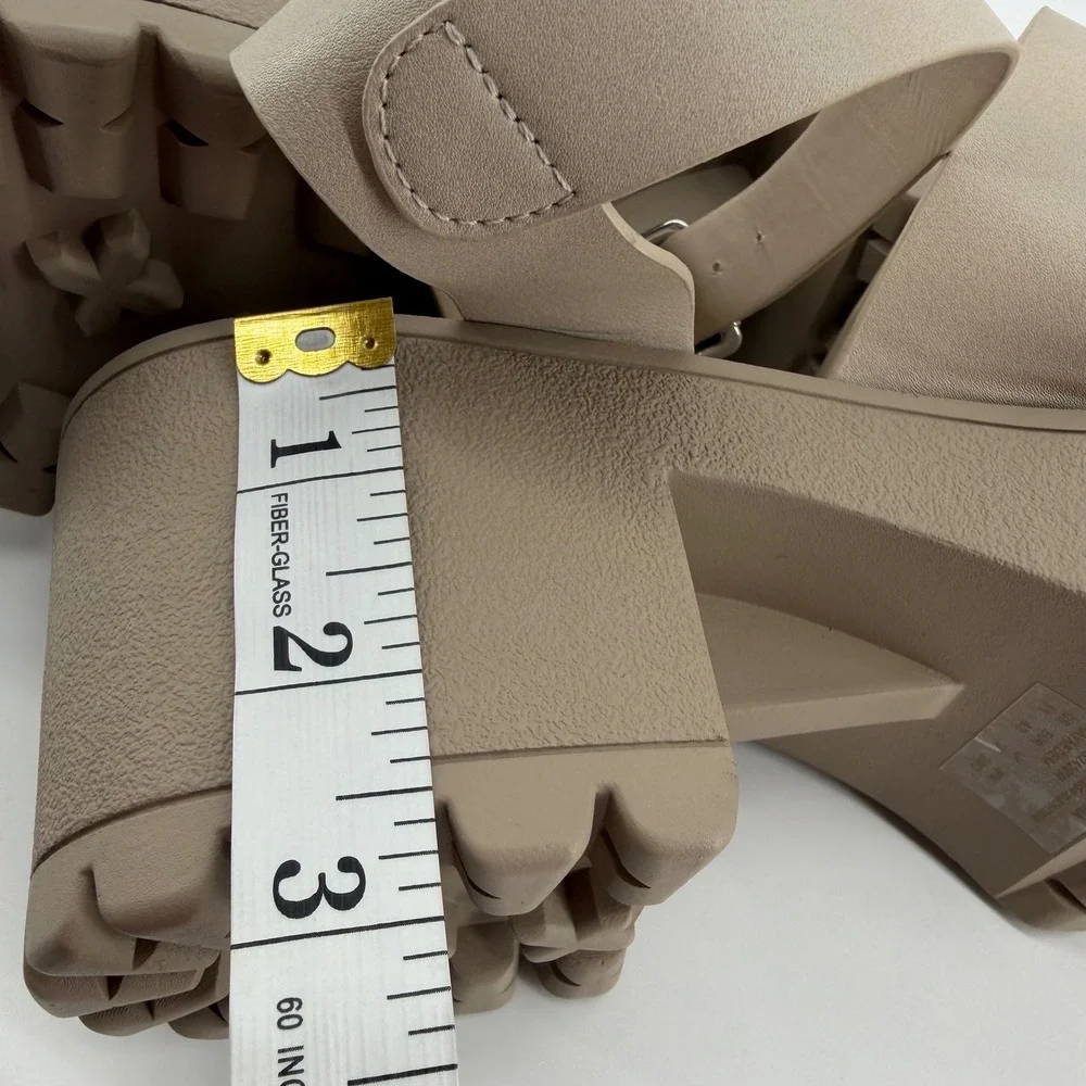 Dream Pairs Women 11 Beige Platform Sandals Chunky Lug Sole Block Heel SDHS2429W